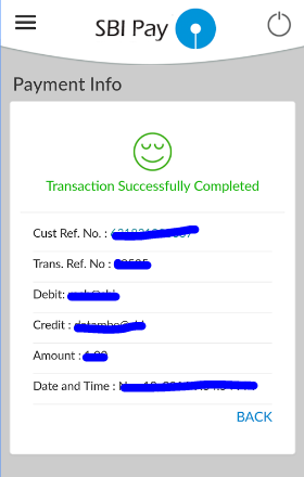 SBI Pay transaction confirmation
