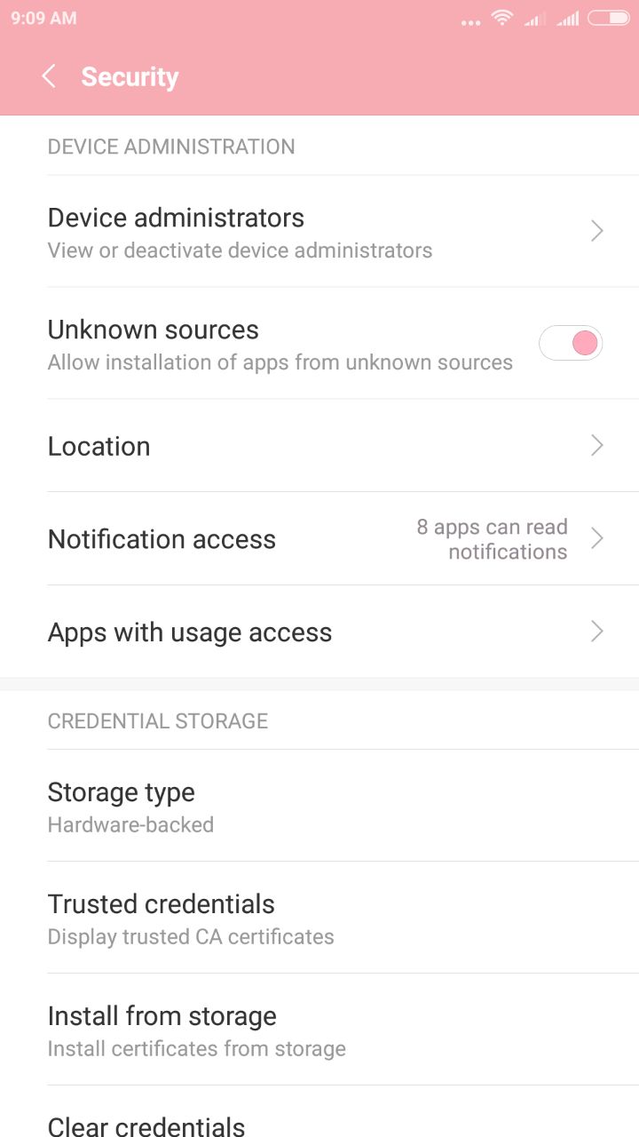 security settings for apps